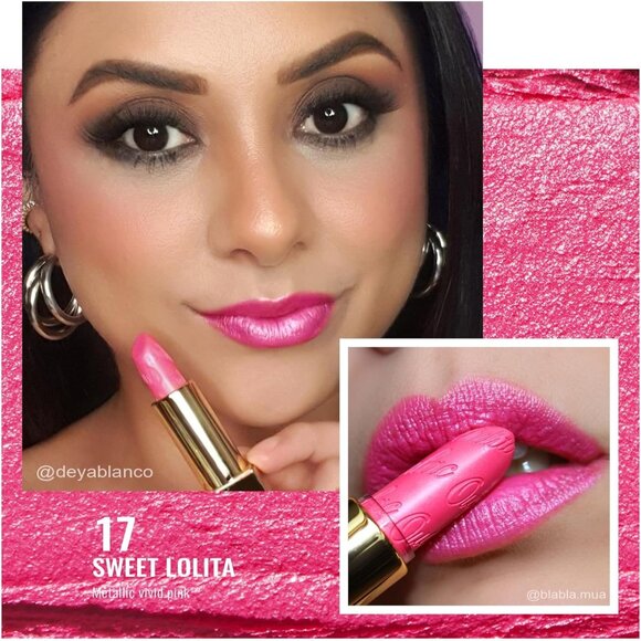 🆕 Metallic Hot Pink Lipstick Lightweight Soft Hydrating Vegan Full-Coverage Lip - Picture 2 of 10